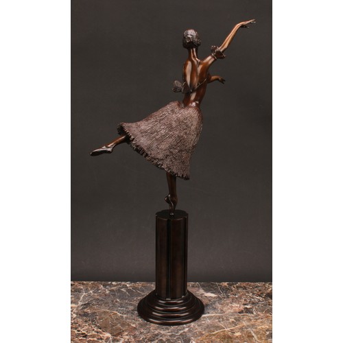 1935 - Tom Merrifield (1932-2021), a bronze figure of a ballerina, Giselle, numbered 1/8, fluted column on ... 