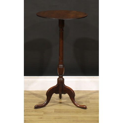 1186 - A George III mahogany wine table, circular top with channelled edge, turned column, cabriole legs, p... 