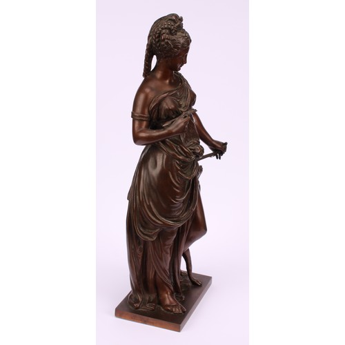 1576 - After Paul Duboy (1830-1887), a brown patinated bronze, Diana the Huntress, 32.5cm high