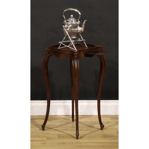 1485 - A 19th century mahogany urn or kettle stand, in the French Hepplewhite taste, 63cm high, the top 30.... 