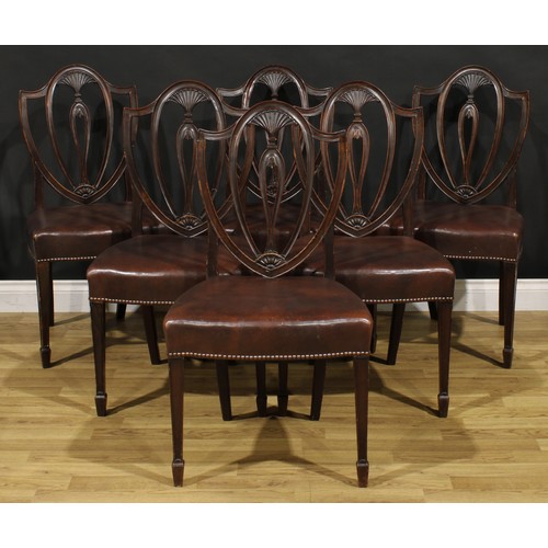 1269 - A set of six Sheraton Revival mahogany dining chairs, by Edwards & Roberts, London (fl.1845-1899), b... 