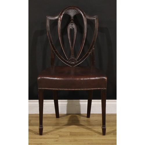 1269 - A set of six Sheraton Revival mahogany dining chairs, by Edwards & Roberts, London (fl.1845-1899), b... 