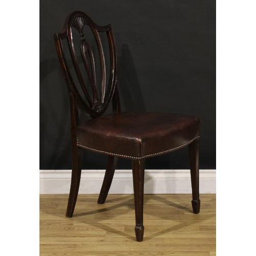 1269 - A set of six Sheraton Revival mahogany dining chairs, by Edwards & Roberts, London (fl.1845-1899), b... 