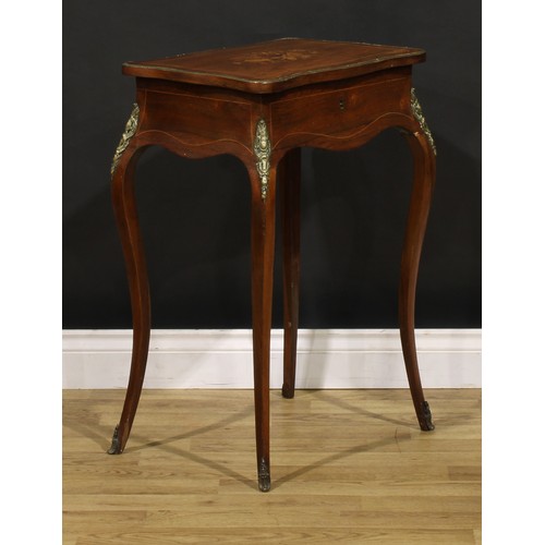 1381 - A 19th century French gilt metal mounted rosewood and marquetry dressing stand or work table, in the... 