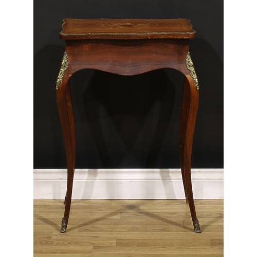 1381 - A 19th century French gilt metal mounted rosewood and marquetry dressing stand or work table, in the... 