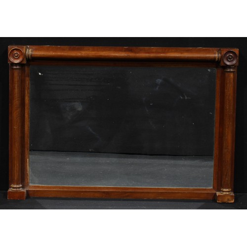 1894 - A Victorian mahogany chimney glass, rectangular mirror plate, 73cm high, 107.5cm wide, c.1850