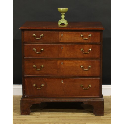 1392 - A 19th century mahogany chest, of bachelor’s proportions, rectangular top with moulded edge above fo... 