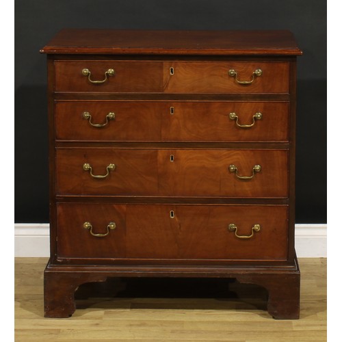 1392 - A 19th century mahogany chest, of bachelor’s proportions, rectangular top with moulded edge above fo... 