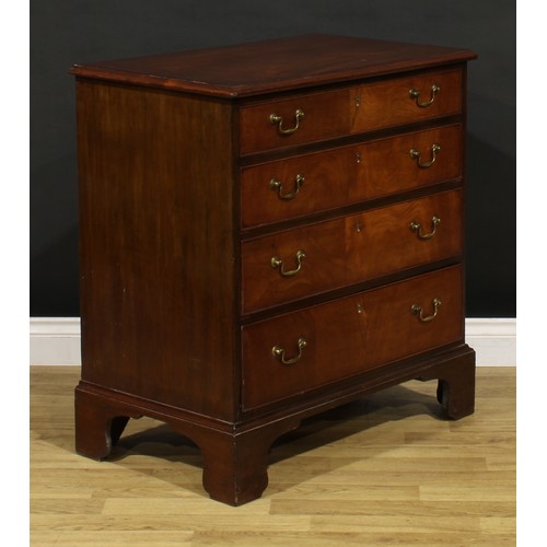 1392 - A 19th century mahogany chest, of bachelor’s proportions, rectangular top with moulded edge above fo... 