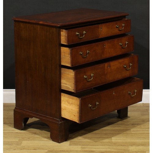 1392 - A 19th century mahogany chest, of bachelor’s proportions, rectangular top with moulded edge above fo... 