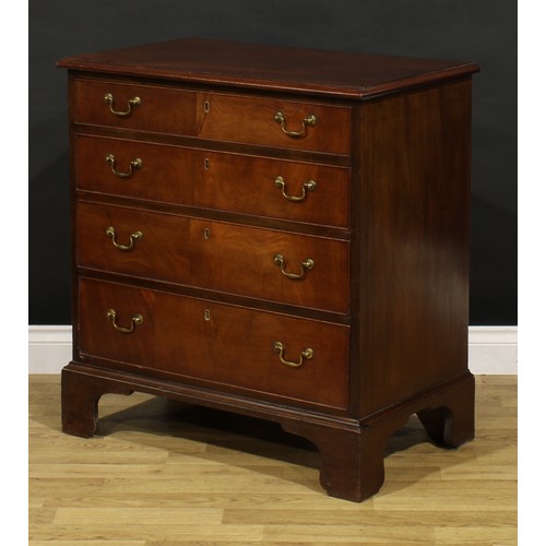 1392 - A 19th century mahogany chest, of bachelor’s proportions, rectangular top with moulded edge above fo... 