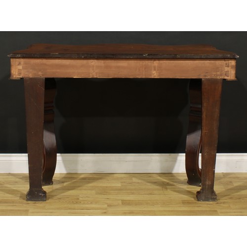 1440 - A Victorian mahogany serpentine pier table, shaped top with moulded edge above a single frieze drawe... 