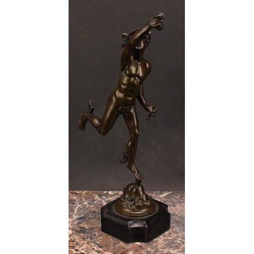 1575 - After Giambologna (1529-1608) a pair of bronzes, Mercury and Fortuna, re-entrant square bases, the t... 