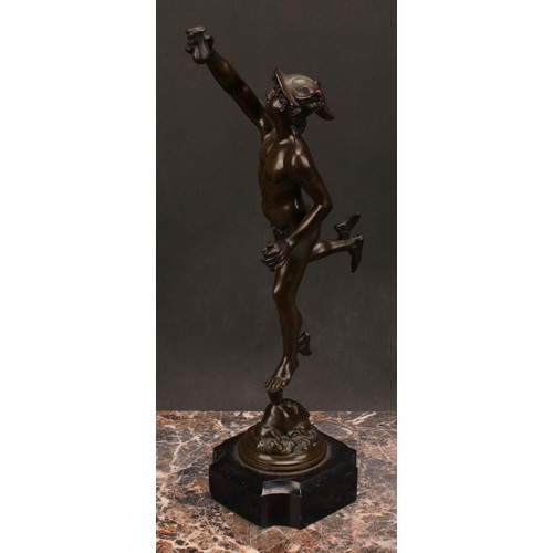 1575 - After Giambologna (1529-1608) a pair of bronzes, Mercury and Fortuna, re-entrant square bases, the t... 