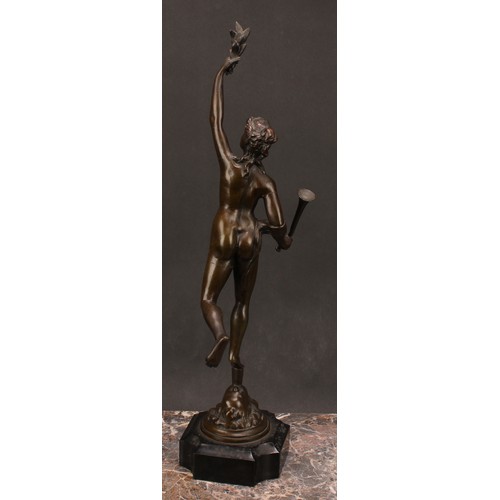 1575 - After Giambologna (1529-1608) a pair of bronzes, Mercury and Fortuna, re-entrant square bases, the t... 