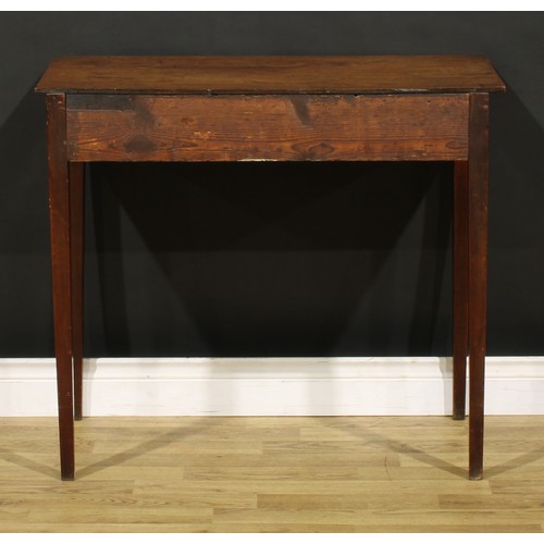 1400 - A George III mahogany side table, oversailing top with channelled edge above a long cockbeaded friez... 