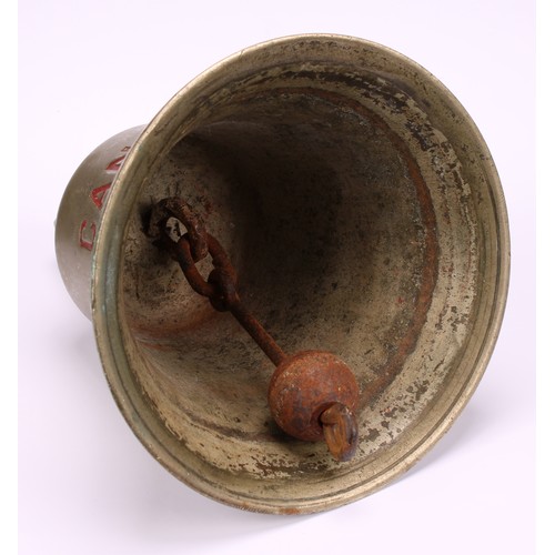 1919 - An early 20th century ship's bell, inscribed in red Canada, 24.5cm high