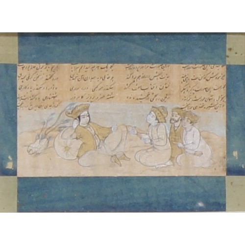 458 - Indian/Persian School 
A set of four, Narrative Scenes
watercolour, gouache and calligraphy picked o... 