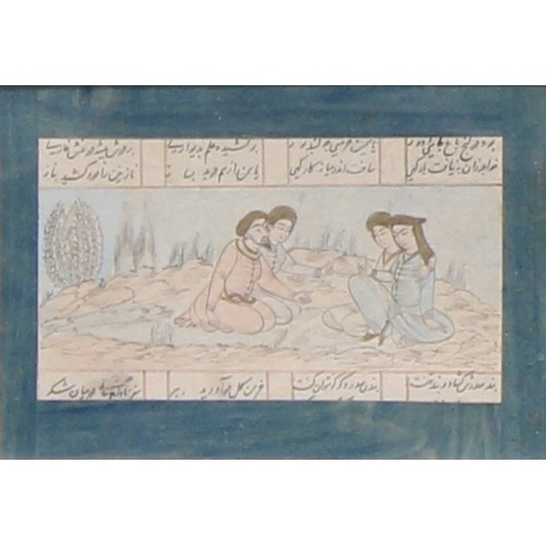 458 - Indian/Persian School 
A set of four, Narrative Scenes
watercolour, gouache and calligraphy picked o... 