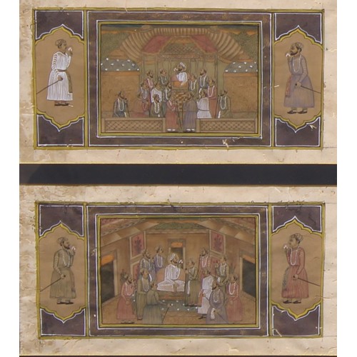 459 - Indian/Persian School
A pair, Figures of the Mughal Court
watercolour and framed as one, each 15cm x... 