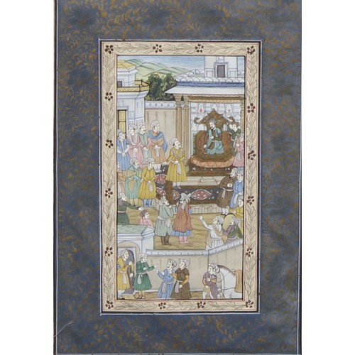 459 - Indian/Persian School
A pair, Figures of the Mughal Court
watercolour and framed as one, each 15cm x... 