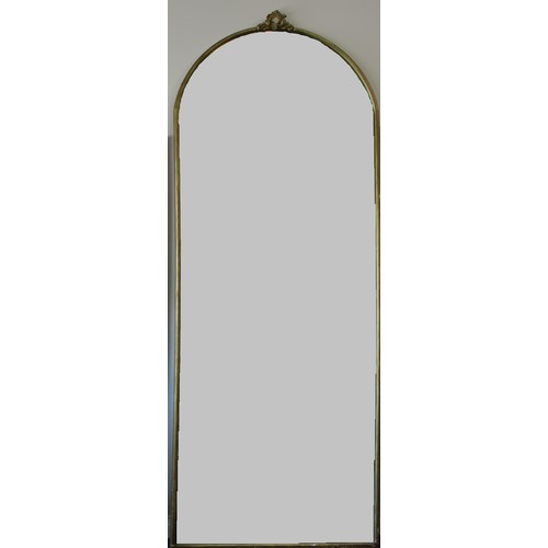 1891 - A substantial French giltwood and gesso salle de bal looking glass, arched mirror plate, 272cm high,... 