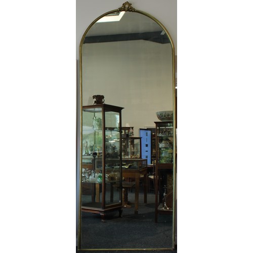 1891 - A substantial French giltwood and gesso salle de bal looking glass, arched mirror plate, 272cm high,... 