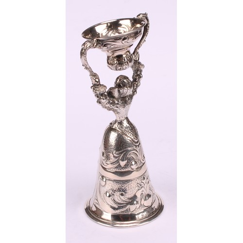 611 - A Dutch silver figural wager cup, in the Renaissance taste, 16cm high, import marks for London 1903,... 