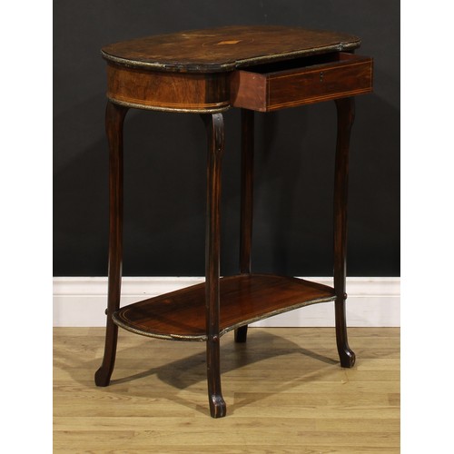 1878 - An early 20th century Franglais gilt metal mounted rosewood lamp table, slightly oversailing top inl... 