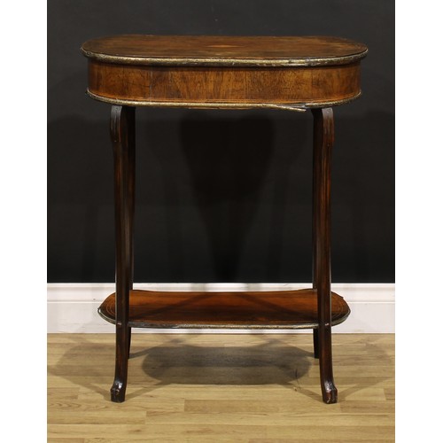 1878 - An early 20th century Franglais gilt metal mounted rosewood lamp table, slightly oversailing top inl... 