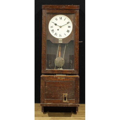 1562 - A mid-20th century time recorder or clocking-in machine, 23.5cm dial, numbered 60599, the case appli... 