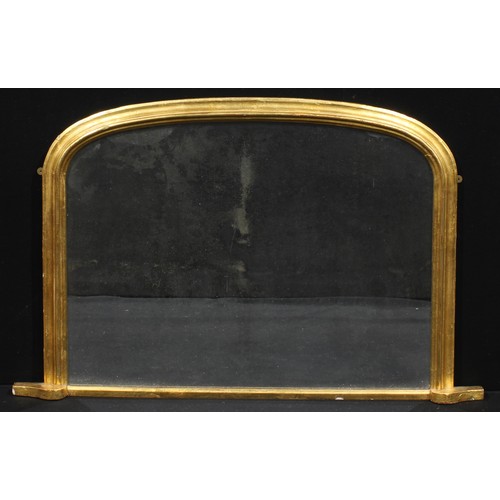 1893 - A Victorian giltwood chimney glass, arched mirror plate, 81cm high, 126cm wide, c.1880