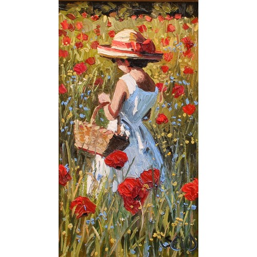 300 - Sherree Valentine-Daines (b. 1956)
The Flower Basket,
signed, oil on board, 24cm x 13.5cm

Provenanc... 