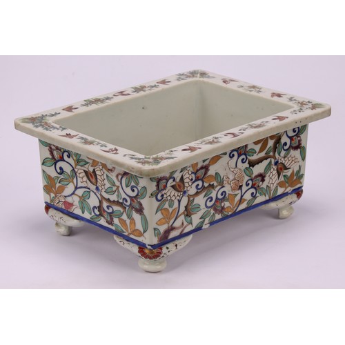 236 - A Japanese porcelain rectangular bonsai trough, decorated in polychrome and gilt, 24cm wide, Meiji p... 