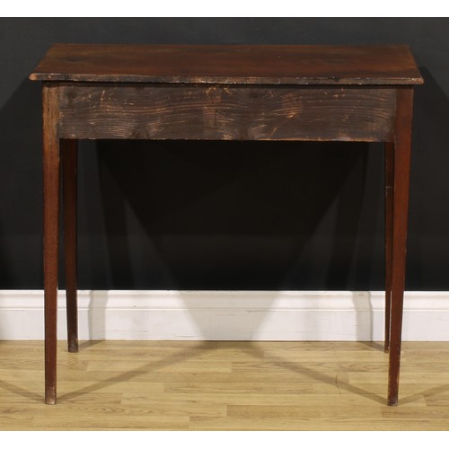 1401 - A George III mahogany side table, rectangular top above a long frieze drawer, tapered square legs, 7... 