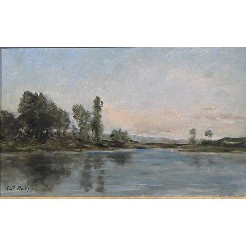 491 - Karl Pierre Daubigny (1846 - 1886)
River Landscape
signed, oil on panel, 32cm x 53cm