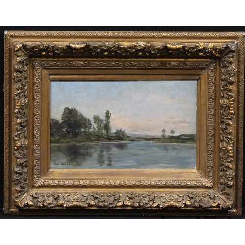 491 - Karl Pierre Daubigny (1846 - 1886)
River Landscape
signed, oil on panel, 32cm x 53cm