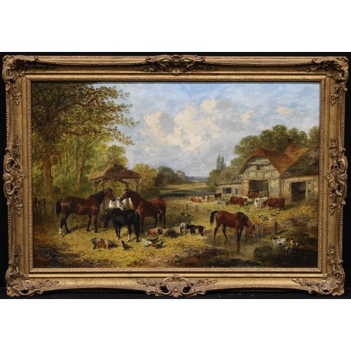 479 - John Frederick Herring Jr. (1820–1907)
A Farm Scene With Horses, Cattle, Pigs, Goats & Poultry Near ... 