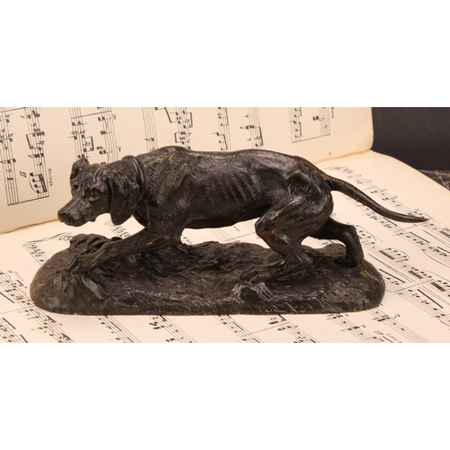 1931 - Pierre-Jules Mêne (1810-1879) after, a dark patinated bronze, of a retriever dog, 21cm long