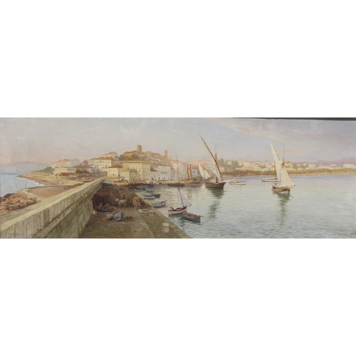 412 - Edward Henry Holder (1864-1917)
Continental Harbour,
signed and dated 95, oil on canvas, 36cm x 103c... 