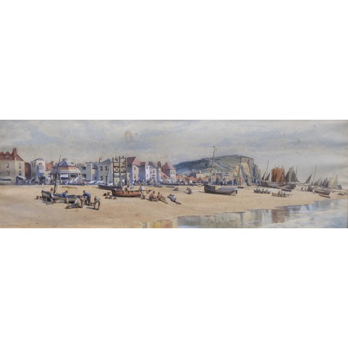 514 - William Edward Croxford (1852-1926)
Fishing Boats on the Beach, the Queen’s Head beyond,
signed and ... 