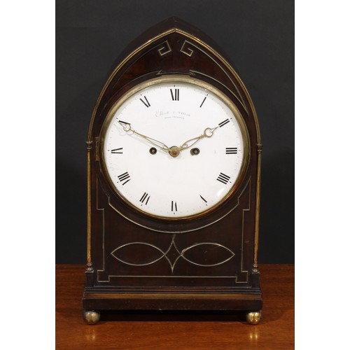 1550 - A George IV mahogany lancet bracket clock, 20cm convex enamel dial inscribed Ellicott & TAYLOR ROYAL... 