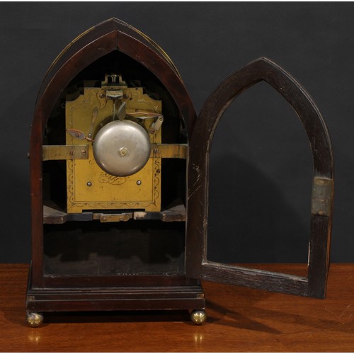 1550 - A George IV mahogany lancet bracket clock, 20cm convex enamel dial inscribed Ellicott & TAYLOR ROYAL... 