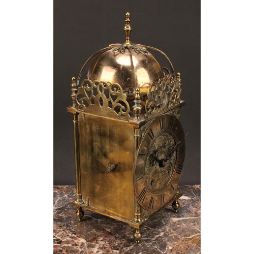 1210 - ***COLLECTING BACK***
A 17th century style brass lantern clock, 17cm chapter ring inscribed with Rom... 