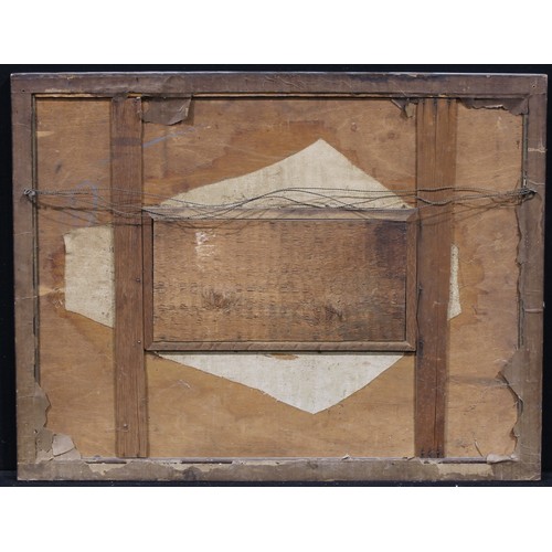 1306 - An Arts and Crafts oak and textile rectangular looking glass, rectangular bevelled mirror plate, the... 