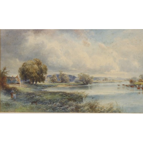 422 - Frank Gresley (1855–1936)
The River Trent,
signed, watercolour, 29cm x 49.5cm