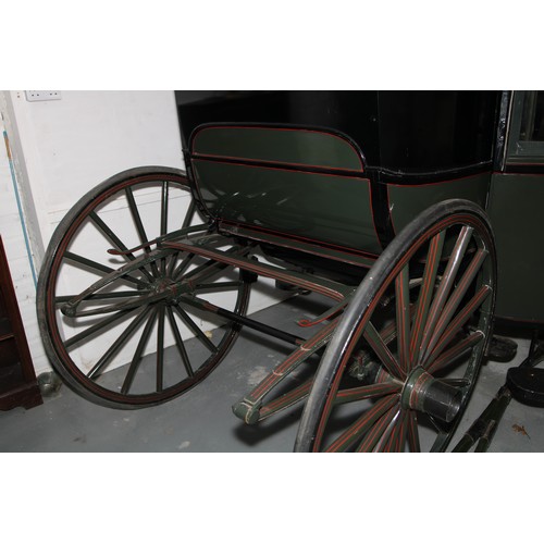 1472 - A Victorian horse drawn Bowman carriage, original upholstery, brass hubs marked KEITES & SONS, 183cm... 