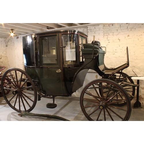 1472 - A Victorian horse drawn Bowman carriage, original upholstery, brass hubs marked KEITES & SONS, 183cm... 