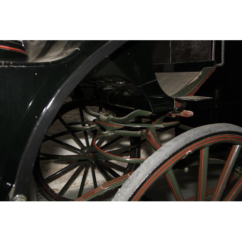 1472 - A Victorian horse drawn Bowman carriage, original upholstery, brass hubs marked KEITES & SONS, 183cm... 