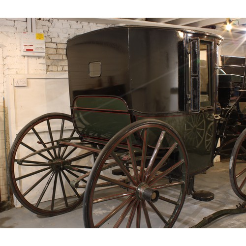 1472 - A Victorian horse drawn Bowman carriage, original upholstery, brass hubs marked KEITES & SONS, 183cm... 